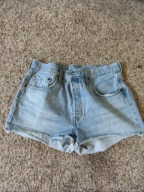 Levi's Light Blue High-Waist Denim Cutoff Shorts